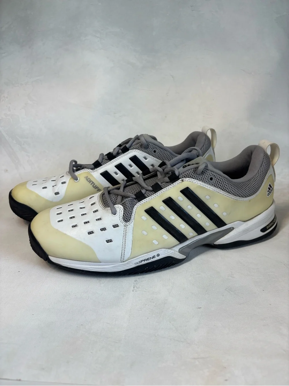 Adidas Men’s Barricade Classic Gray and White Tennis /Pickleball Shoes, size 14